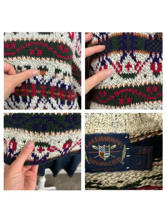 vintage 90s striped quirky indie grandpa sweater - Picture 8 of 8